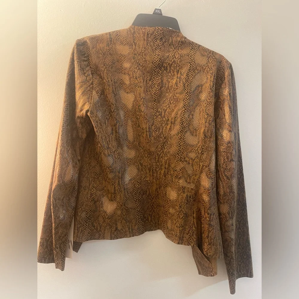 Zara Snake Print Drape Collar Faux Leather Blazer Jacket (new with tags) - Picture 4 of 8